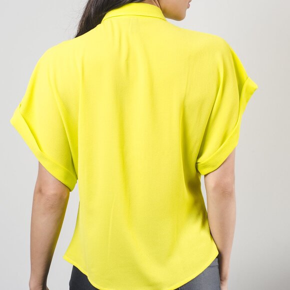 Pre-loved Kimono-Style Sleeve Top in Neon Yellow. - Picture 3 of 7